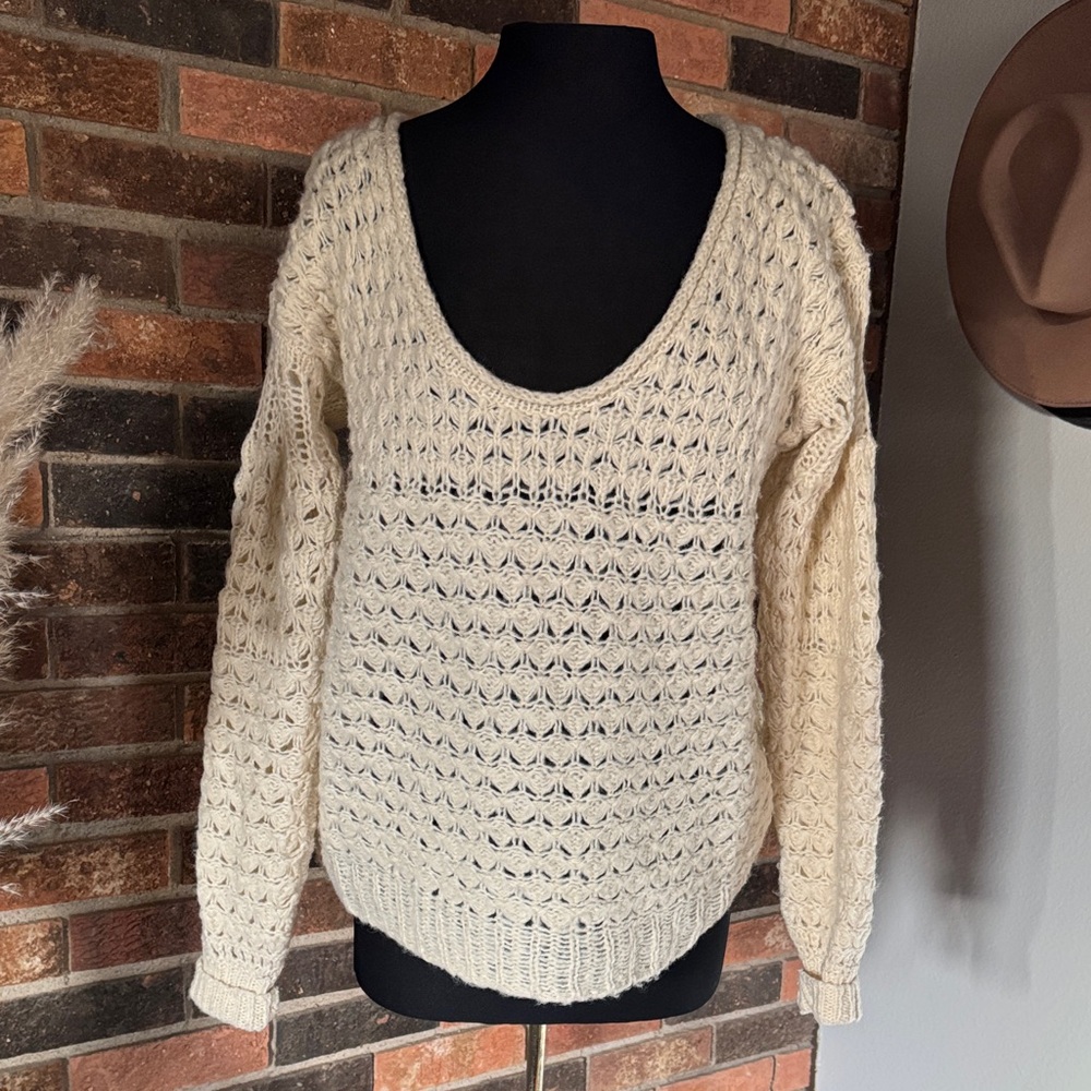 Free People‎ Ivory Crochet Sweater